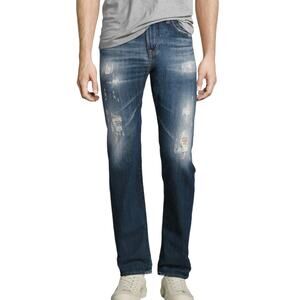 AG Adriano Goldschmied NWT The Matchbox Slim Straight Distressed Paint Jean 31